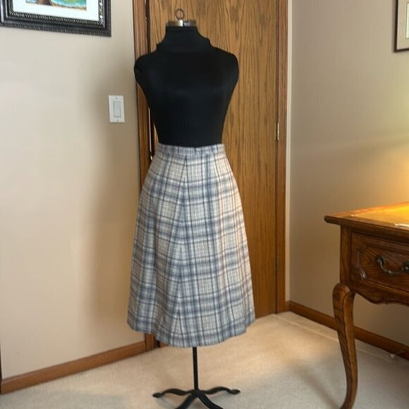 Vintage Girls Pendleton Woolen Mills Blue Beige Purple A-Line Midi Skirt Size 14 - Picture 11 of 11